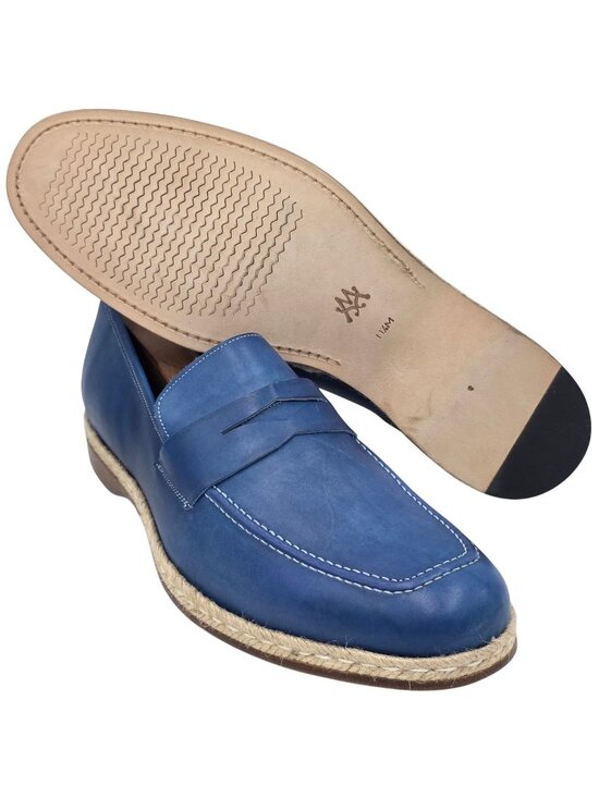 Mezlan Other - NEW Mezlan Mens 11.5M Spain Blue Dress Shoes Leather Penny Loafers Espadrilles